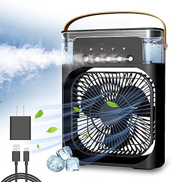 Portable Air Cooler Fan | Rechargeable Mini Air Conditioner with Mist & LED Light
